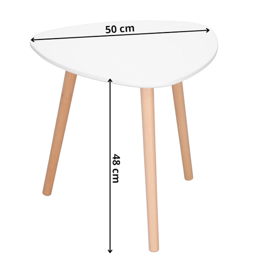 Stolik kawowy trójkątny 50x50x48 cm do salonu, jadalni styl skandynawski biało-brązowy