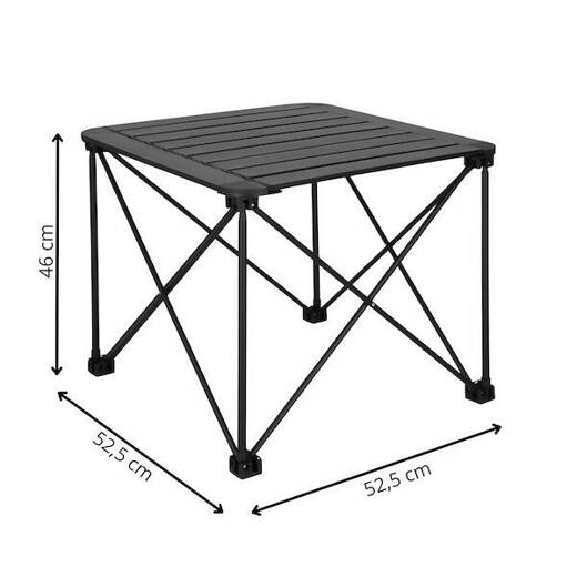 Stolik turystyczny, składany 52,5x52,5x46 cm stół piknikowy, czarny 