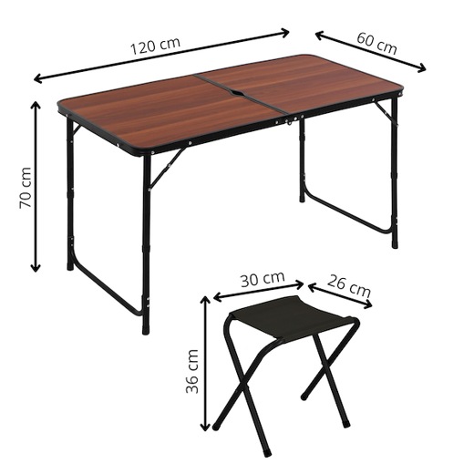 Stolik turystyczny składany z 4 krzesłami meble kempingowe zestaw 