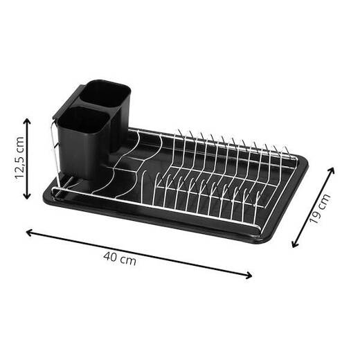 Suszarka metalowa do naczyń i sztućców 19x40x12,5 cm ociekacz czarny 