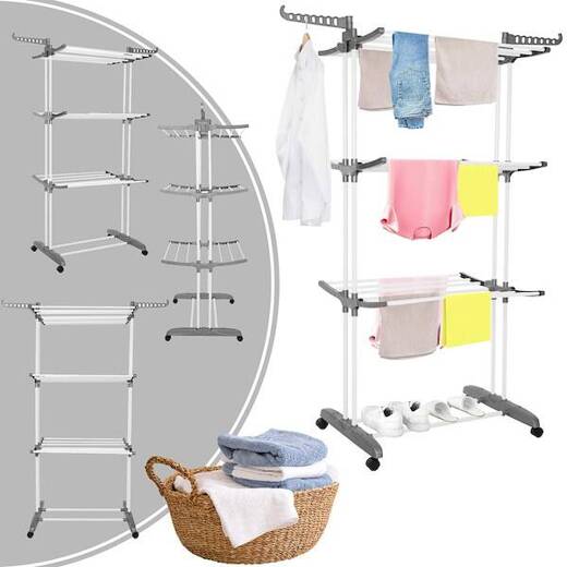 Suszarka na pranie pionowa na kółkach 170x72x62 cm składana na ubrania, bieliznę
