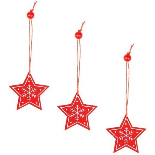 Świąteczne zawieszki 4,5cm drewniane gwiazdy zestaw 3 szt. 