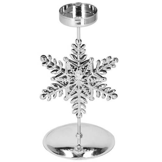 Świecznik świąteczny metalowy z gwiazdką podstawka na świeczkę srebrna