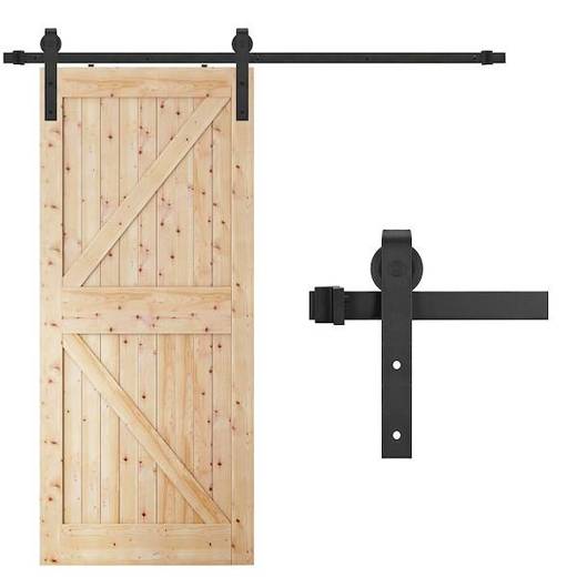 System do drzwi przesuwnych 183 cm prowadnica z ozdobnymi okuciami do 100 kg, barn door stal czarny