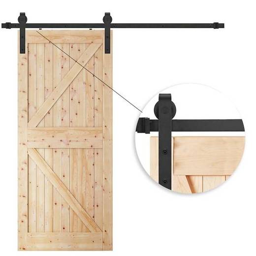 System do drzwi przesuwnych 183 cm prowadnica z ozdobnymi okuciami do 100 kg, barn door stal czarny