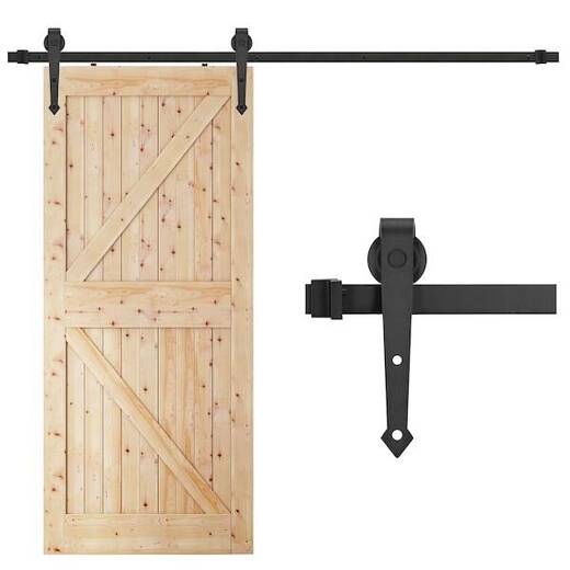 System do drzwi przesuwnych 200 cm prowadnica do 100 kg, barn door z ozdobnymi okuciami stal czarny