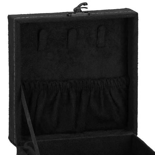 Szkatułka na biżuterię 12x12x12 cm czarny welurowy organizer z przegródkami