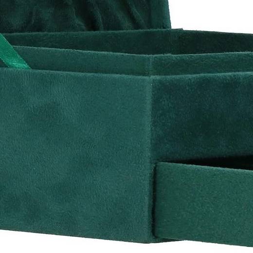Szkatułka na biżuterię 27x19x10,5 cm zielony, welurowy organizer z przegródkami
