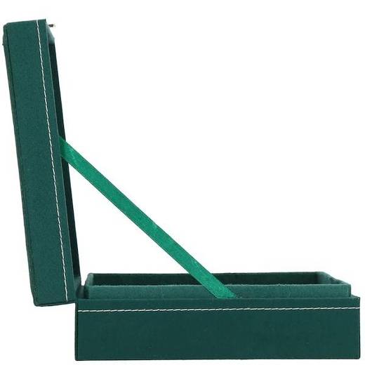 Szkatułka na biżuterię 28x19,5x7 cm zielony, welurowy organizer z 17 przegródkami