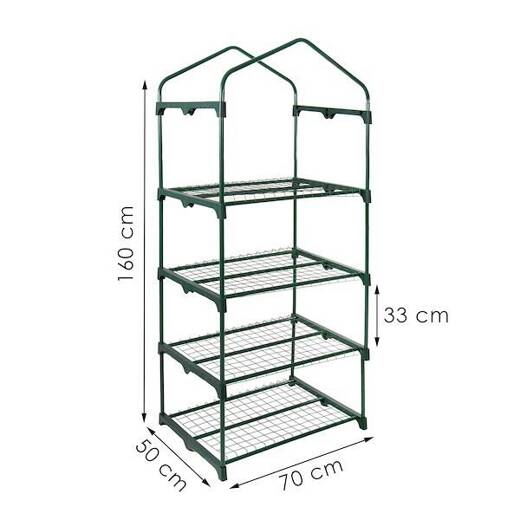 Szklarnia ogrodowa 4 półki foliowa UV4 130g/m2 1,6x0,5x0,7 m zielona