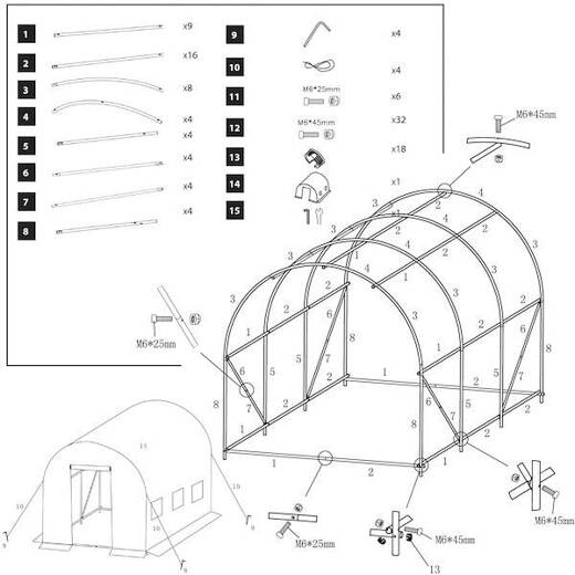 Szklarnia ogrodowa foliowa UV-4 140g/m2 tunel foliak 3x2x2 m zielony