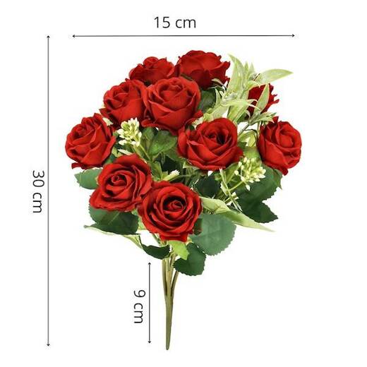 Sztuczny bukiet 10 róż czerwonych kwiatów dekoracja