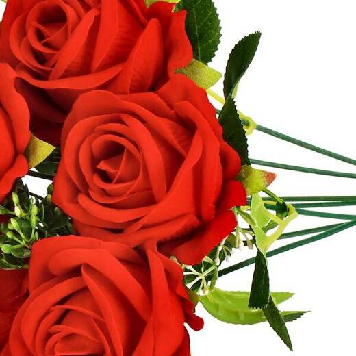 Sztuczny bukiet 7 róż czerwone kwiaty wys. 37 cm dekoracja