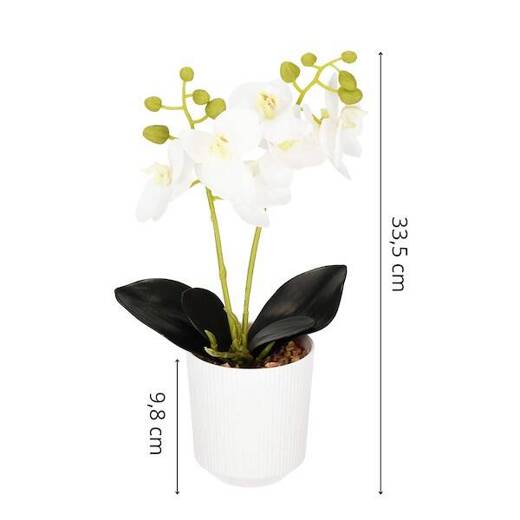 Sztuczny storczyk w doniczce 33,5 cm orchidea dekoracyjny kwiat biały