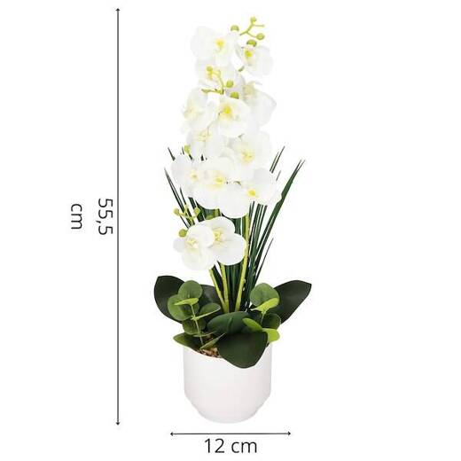 Sztuczny storczyk w doniczce 55,5 cm orchidea dekoracyjny kwiat biały