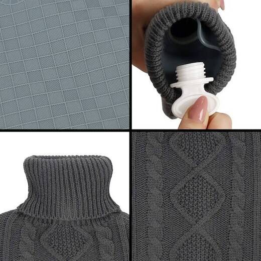 Termofor gumowy w pokrowcu sweterku ogrzewacz do rąk 2L szary