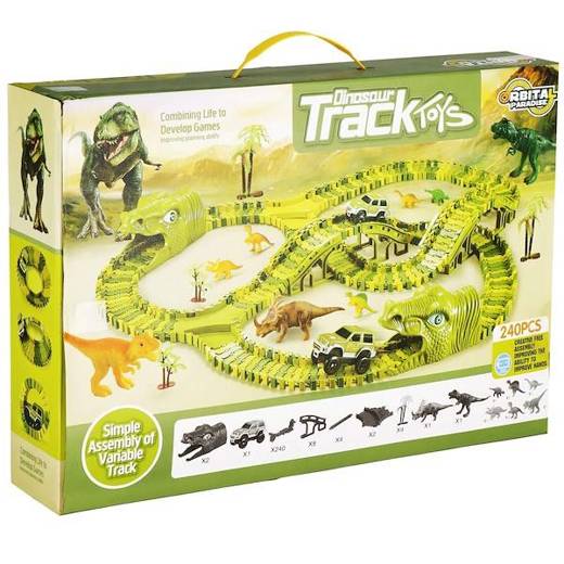 Tor wyścigowy park dinozaurów zestaw 240 elementów zabawka dla dzieci 