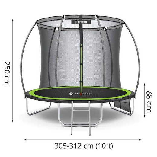 Trampolina ogrodowa dla dzieci 10 FT 300/305/312 cm z siatką wewnętrzną i drabinką