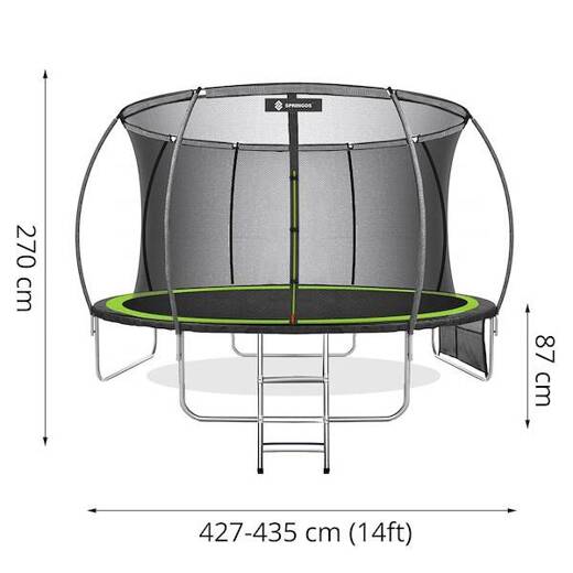 Trampolina ogrodowa dla dzieci 14 FT 427-435 cm z siatką wewnętrzną i drabinką