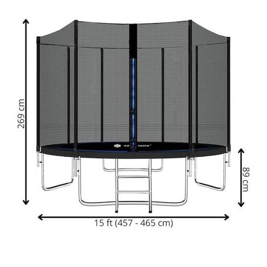 Trampolina ogrodowa dla dzieci 15 FT 465 cm z siatką ochronną i drabinką 