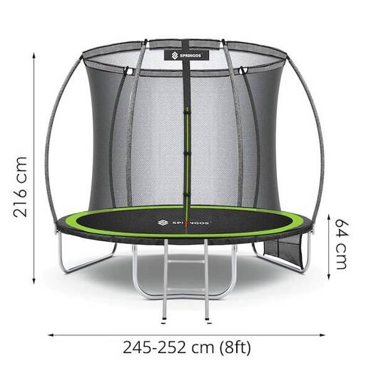 Trampolina ogrodowa dla dzieci 8 FT 244/250/252 cm z siatką wewnętrzną i drabinką