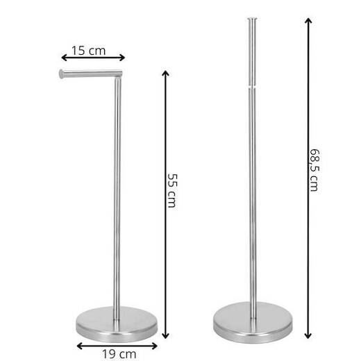 Uchwyt na papier toaletowy, stojak 2w1 chromowany