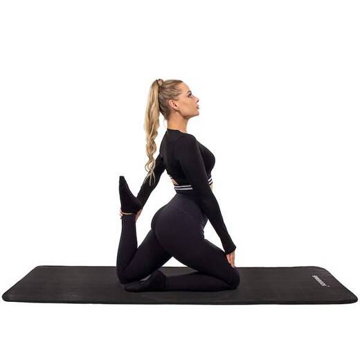 Uniwersalna mata do ćwiczeń fitness joga pilates 183 cm czarna