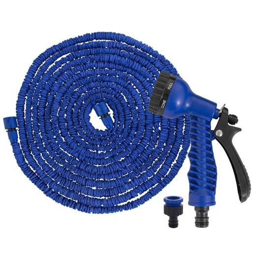 Wąż ogrodowy rozciągliwy szlauch lateksowy 10m - 30m z pistoletem niebieski