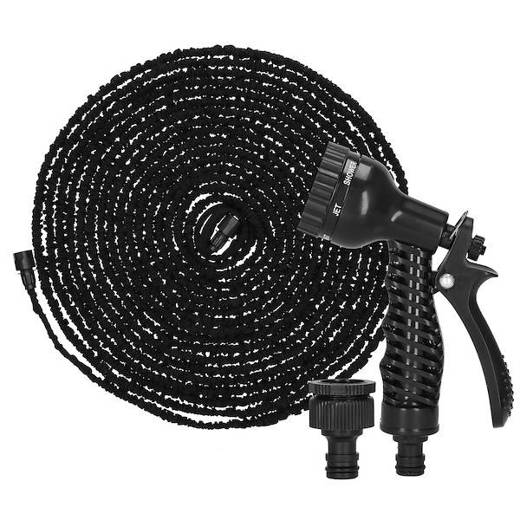 Wąż ogrodowy z pistoletem 20m-60m rozciągliwy szlauch lateksowy czarny