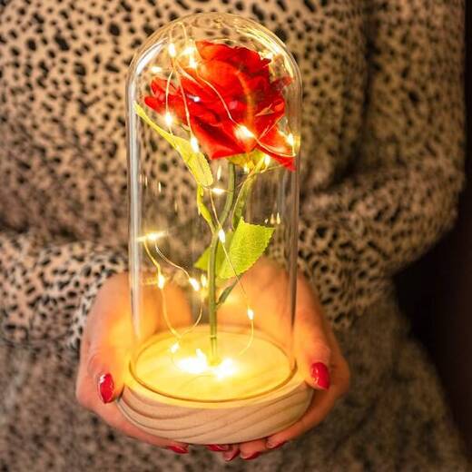 Wieczna róża 22 cm świecąca ozdoba LED prezent kwiat czerwony