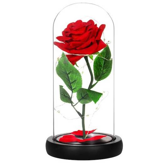 Wieczna róża 22 cm świecąca ozdoba LED prezent kwiat czerwony