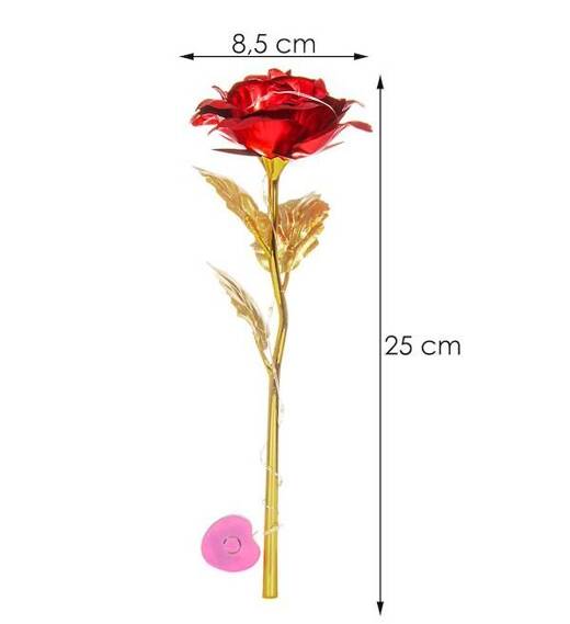 Wieczna róża 25 cm świecąca ozdoba LED prezent kwiat czerwony