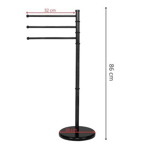 Wieszak łazienkowy na ręczniki 3-ramienny  wys. 86 cm obrotowy czarny