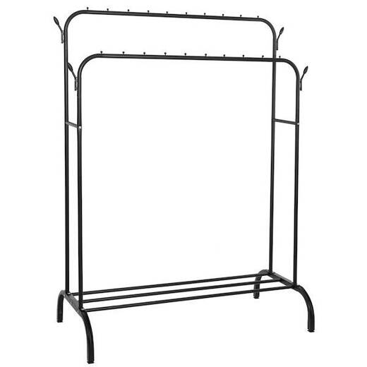 Wieszak na ubrania 146x110x55 cm podwójny metalowy stojak loft czarny