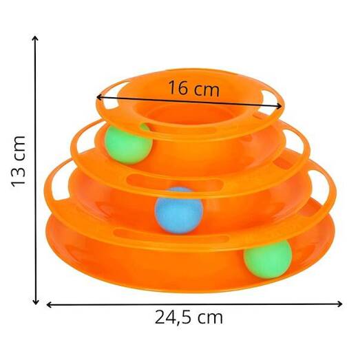 Wieża z piłeczkami dla kota interaktywna zabawka dla kotów karuzela pomarańczowa