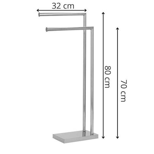 Wolnostojący wieszak łazienkowy na ręczniki, podwójny 80 cm srebrny 