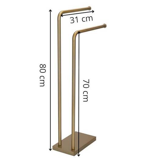 Wolnostojący wieszak łazienkowy na ręczniki, podwójny 80 cm złoty