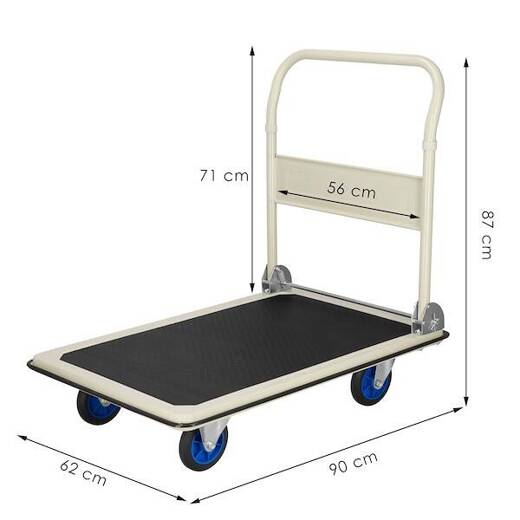 Wózek magazynowy platformowy 300 kg czarno-kremowy