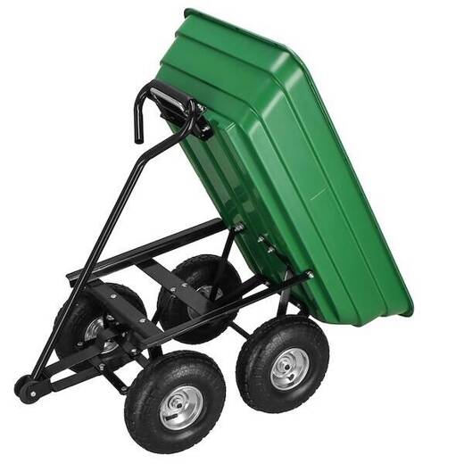 Wózek ogrodowy transportowy metalowy 250kg z funkcją wywrotki zielony