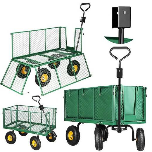 Wózek ogrodowy transportowy metalowy 400 kg zielony