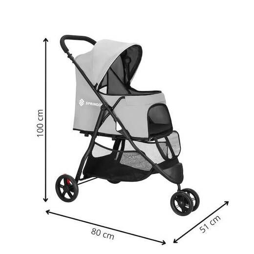 Wózek transportowy dla zwierząt do 15 kg transporter dla psa, kota czarno - szary