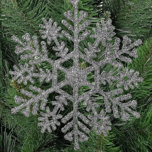 Zawieszka choinkowa 12 szt. śnieżynka 10 cm świąteczna ozdoba srebrny brokat
