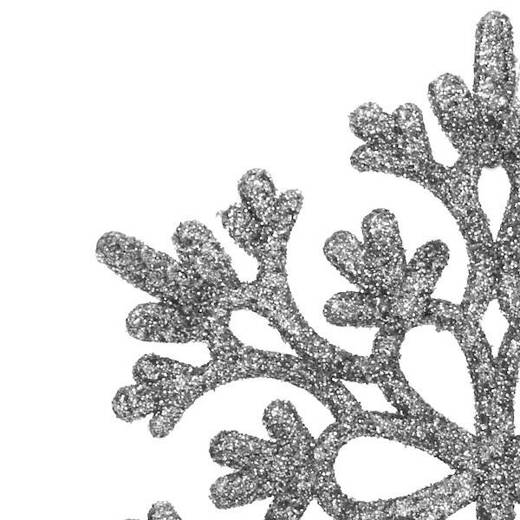 Zawieszka choinkowa 12 szt. śnieżynka 10 cm świąteczna ozdoba srebrny brokat