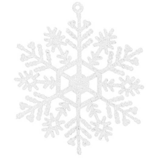Zawieszka choinkowa 12 szt. śnieżynki świąteczna ozdoba białe brokat