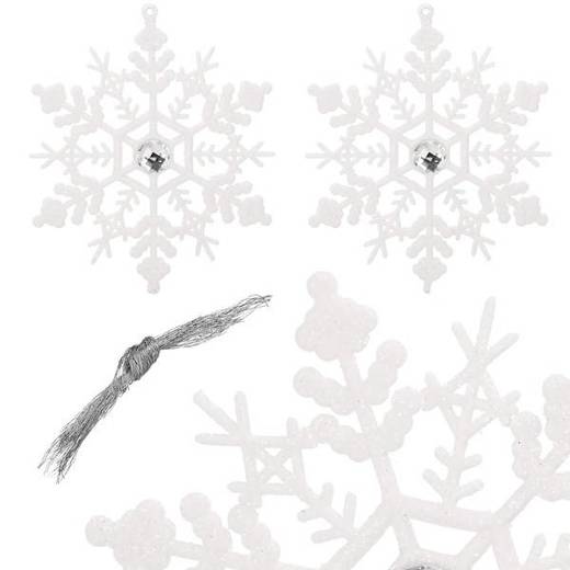 Zawieszka choinkowa 2 szt. śnieżynka 12 cm świąteczna ozdoba biała brokat