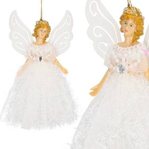 Zawieszka choinkowa aniołek 20cm świąteczna ozdoba biały brokat, cekiny