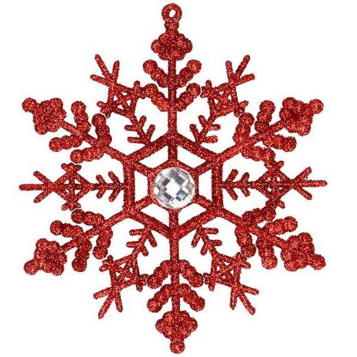 Zawieszka na choinkę śnieżynki 2 szt. ozdoba świąteczna 12 cm czerwony brokat