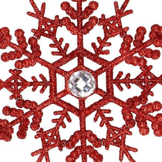 Zawieszka na choinkę śnieżynki 2 szt. ozdoba świąteczna 12 cm czerwony brokat