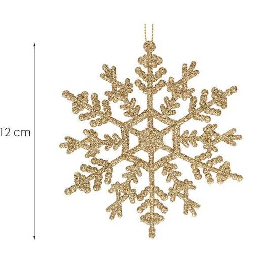 Zawieszka na choinkę śnieżynki 3 szt. ozdoba świąteczna 12 cm złoty brokat