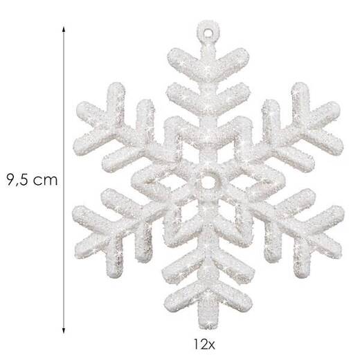 Zawieszki choinkowe białe śnieżynki na choinkę 8,5 cm 12 szt.